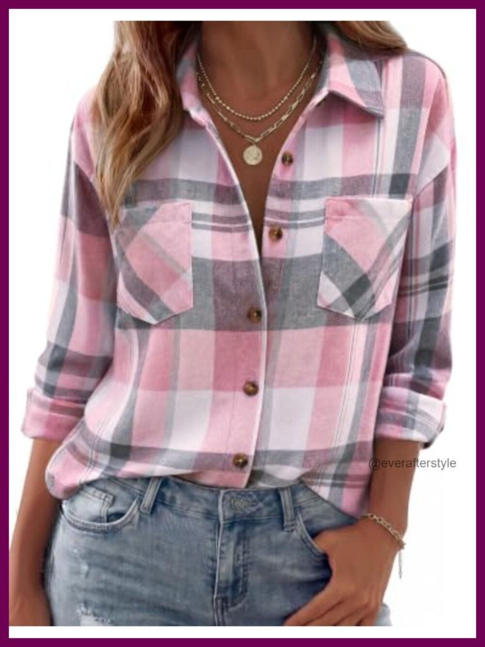 Zeagoo Womens Flannel Shirt Long Sleeve Button Down Plaid Top